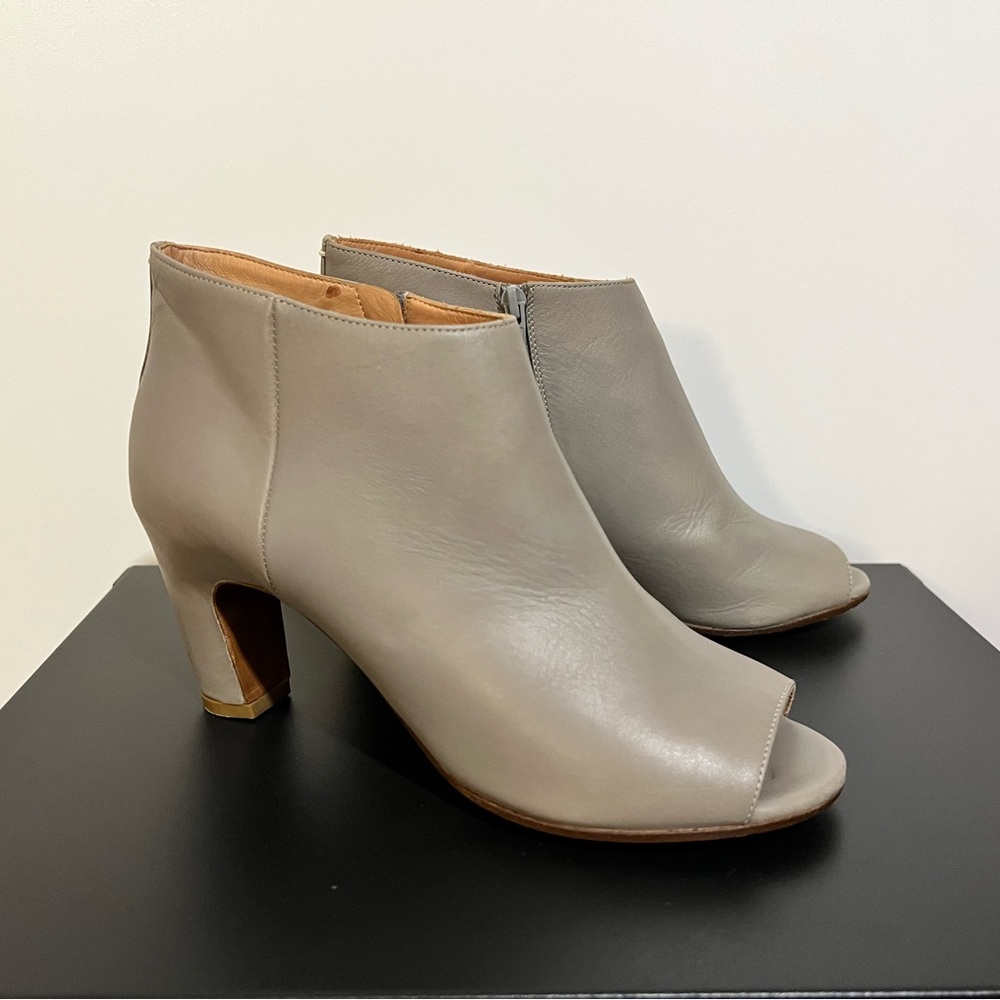 Maison Margiela Leather Peep Toe Ankle Booties